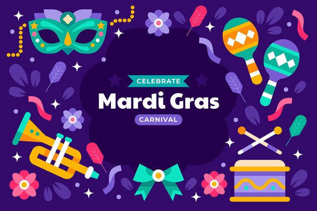 Flat mardi gras festival background