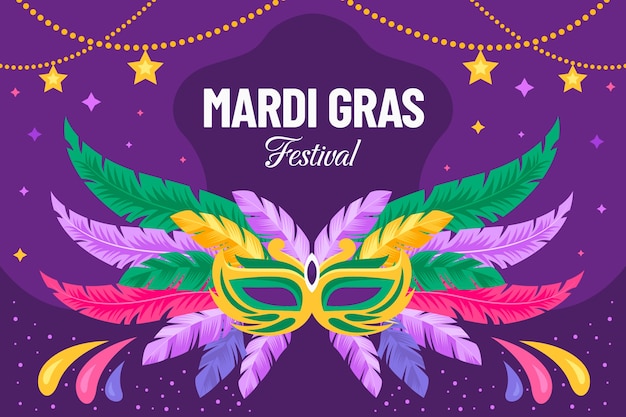 Free vector flat mardi gras festival background