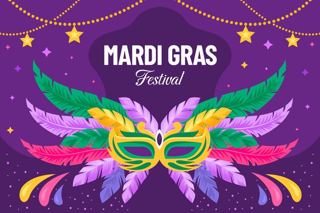 Free Vector flat mardi gras festival background