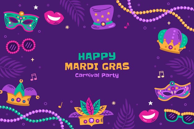 Free vector flat mardi gras festival background