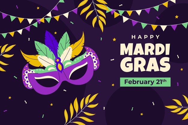 flat mardi gras festival background