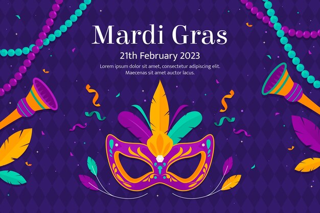 Free Vector flat mardi gras festival celebration background