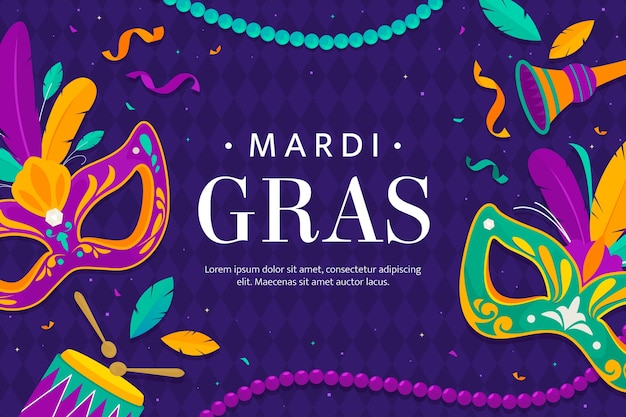 Vettore gratuito fondo piatto di celebrazione di festival di mardi gras