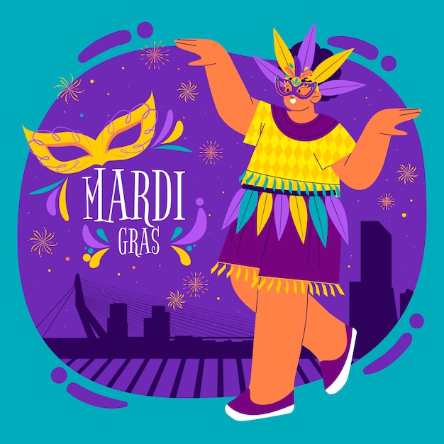 Free vector flat mardi gras festival illustration