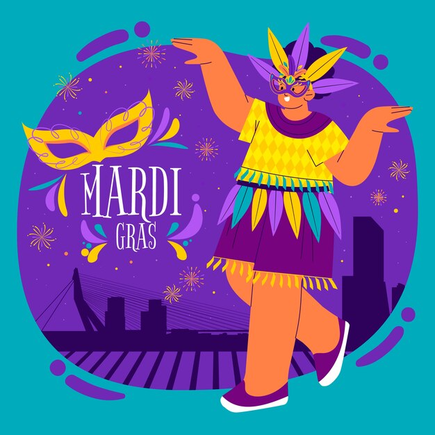 Flat mardi gras festival illustration