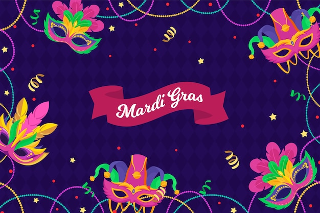 Free vector flat mardi gras illustration