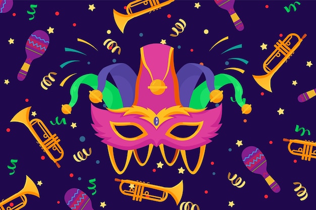 Free vector flat mardi gras illustration