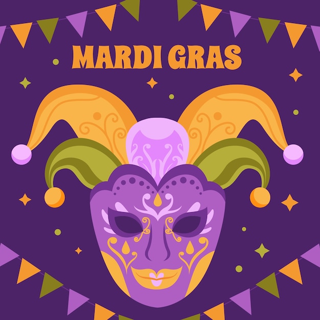 Free vector flat mardi gras illustration