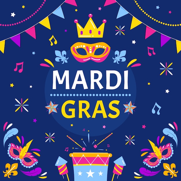 Free vector flat mardi gras illustration