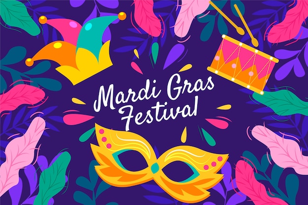 Free vector flat mardi gras illustration