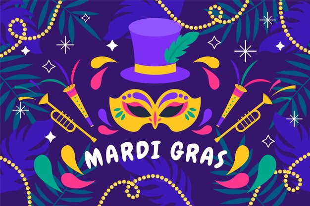 Free vector flat mardi gras illustration