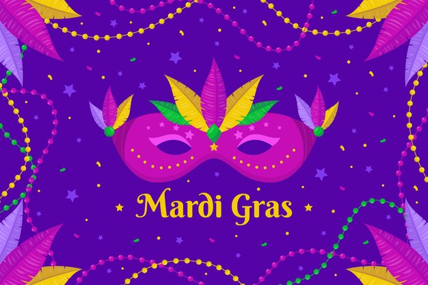 Flat mardi gras mask illustrated