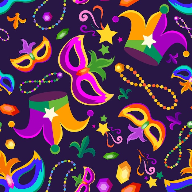 Flat mardi gras pattern