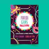 Free vector flat mardi gras vertical flyer template