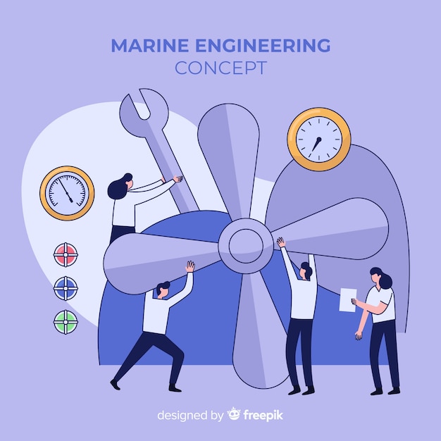 Free vector flat marine engineering background