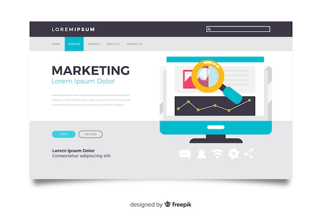 Free vector flat marketing landing page template