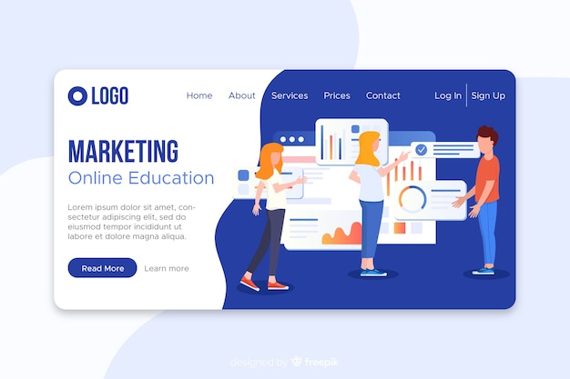 Flat marketing landing page template