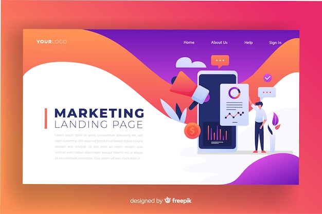 Free vector flat marketing landing page template