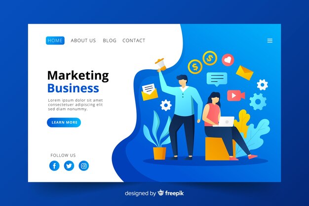 Flat marketing landing page template