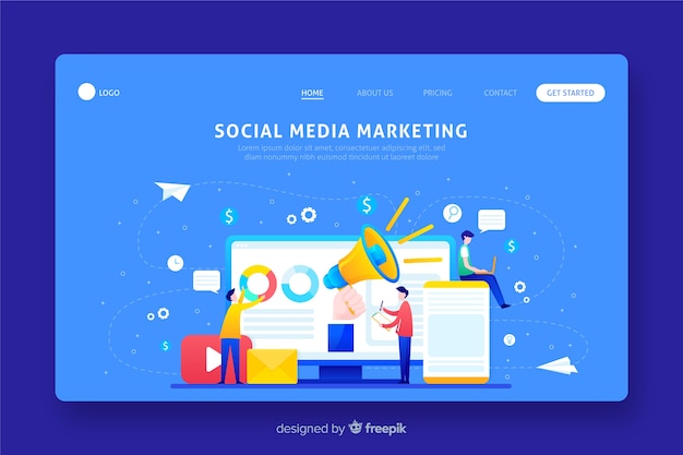 Flat marketing landing page template