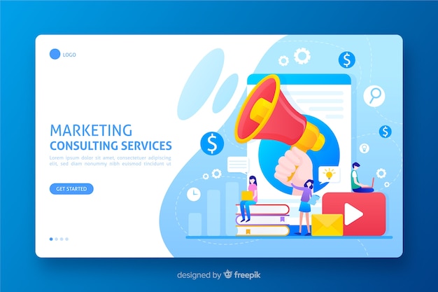 Flat marketing landing page template