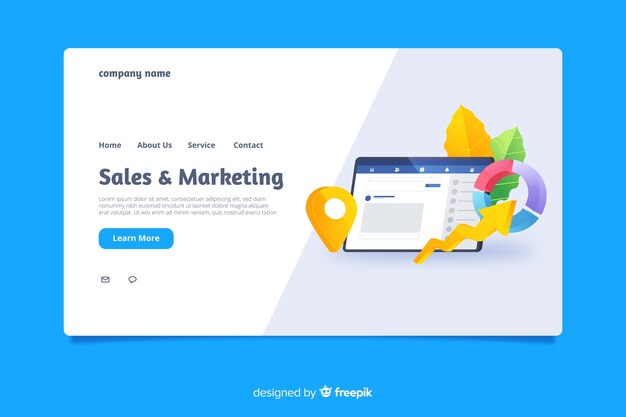 Flat marketing landing page template