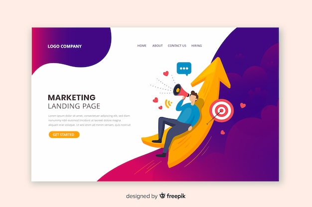 Flat marketing landing page template