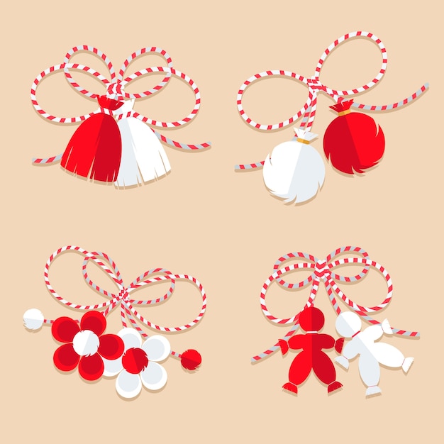 Free vector flat martenitsa collection