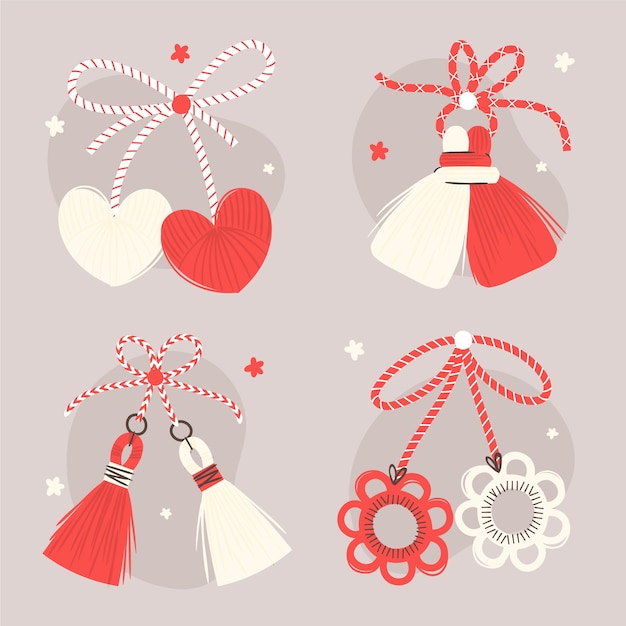 Free vector flat martenitsa collection