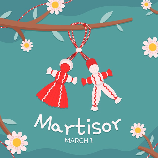 Free vector flat martisor illustration