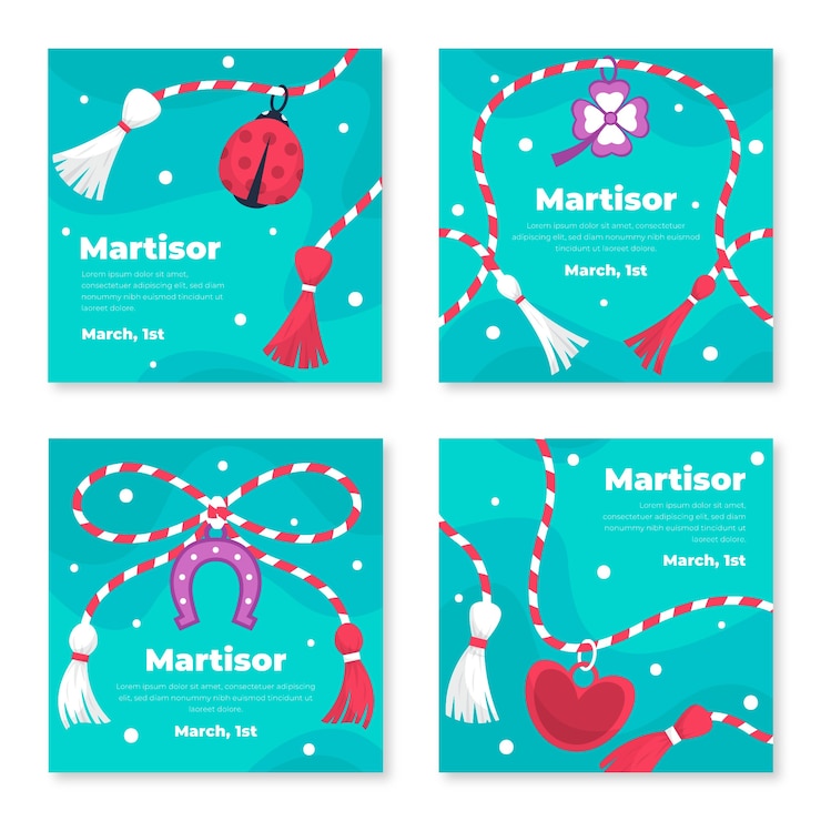 Free Vector flat martisor instagram posts collection