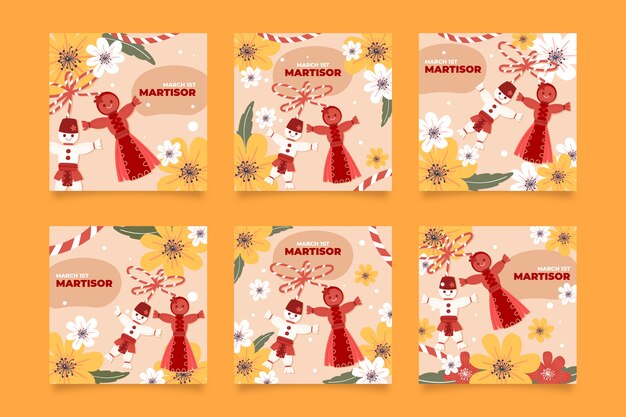 Collezione di post instagram martisor piatto