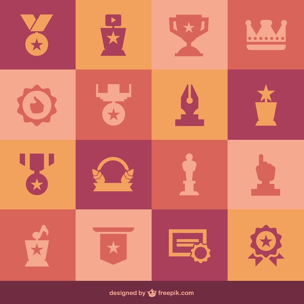 Free vector flat medals set of icons