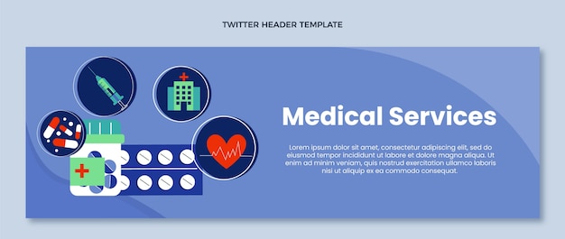 Плоский медицинский дизайн медицинский заголовок twitter