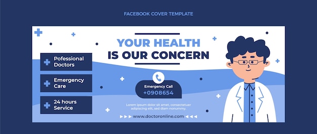 Free vector flat medical facebook cover template