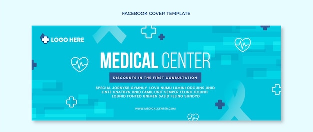 Vettore gratuito copertina piatta per facebook medica