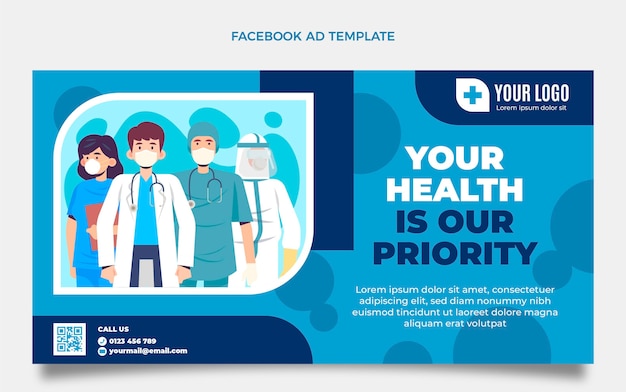 Free vector flat medical facebook template