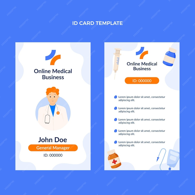 Free Vector Flat medical id card template