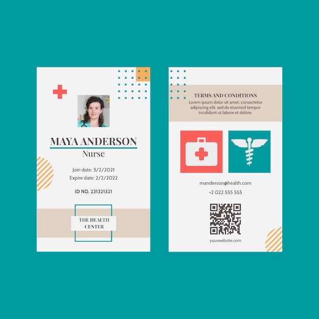 Free vector flat medical id card