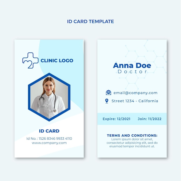 Free vector flat medical id card