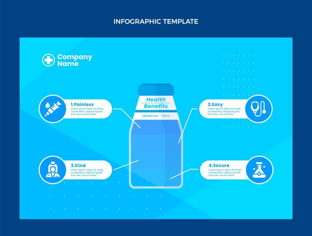 Плоский медицинский инфографический шаблон