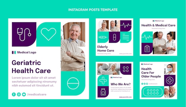 Flat medical instagram post template