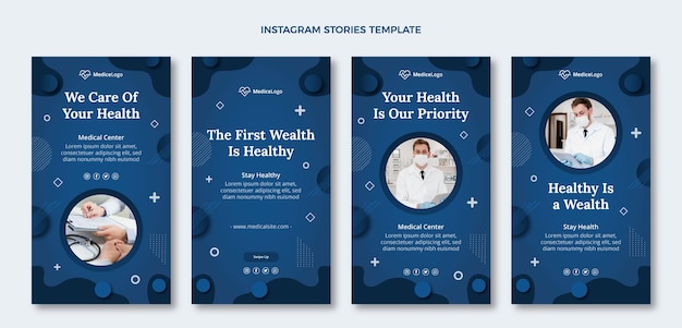 Flat medical instagram stories collection