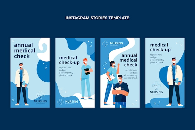 Free vector flat medical instagram stories template