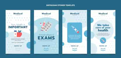 Free vector flat medical instagram stories