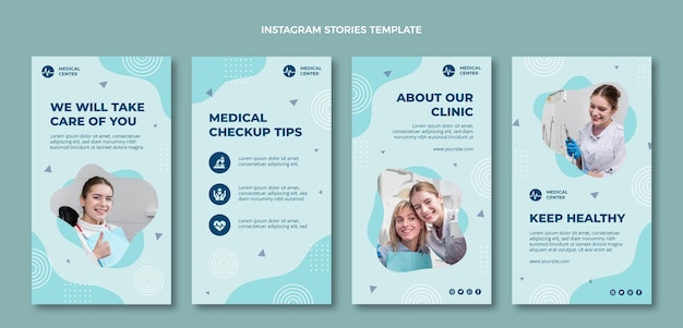 Free vector flat medical instagram stories