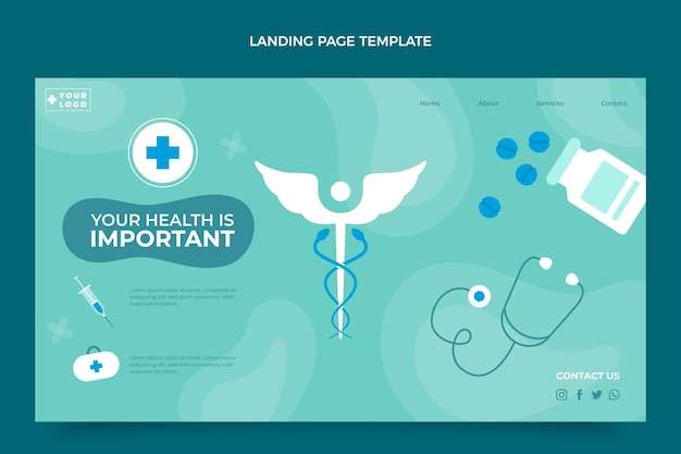 Free vector flat medical landing page design template