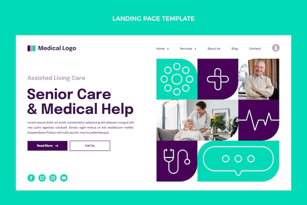 Free vector flat medical landing page template