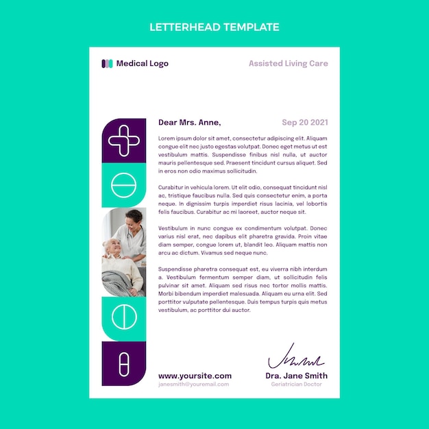 Flat medical letterhead template