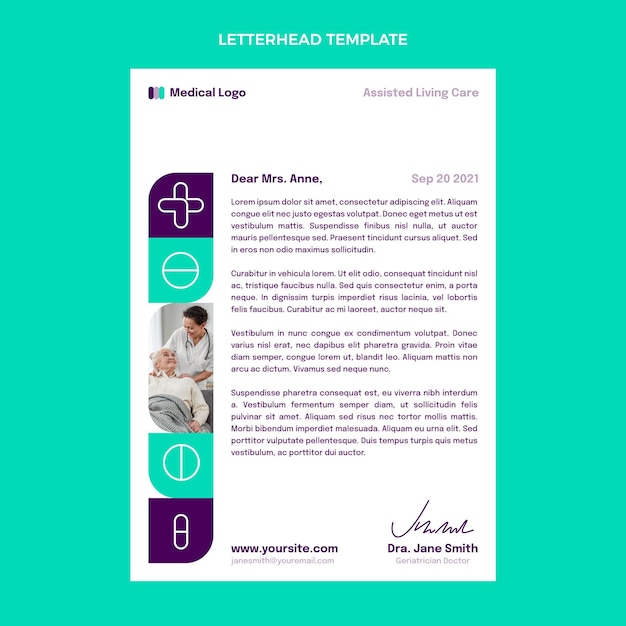 Free vector flat medical letterhead template